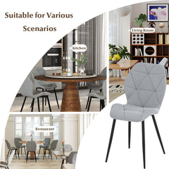 Upholstered Dining Chair Set of 4 with Ergonomic Backrest and Curved Seat-Grey