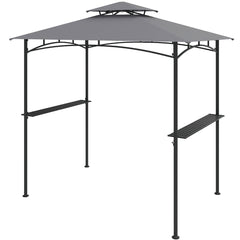 242 x 150 cm Grill Gazebo with 2 Shelves and 6 Hooks-Grey