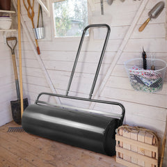 63L Heavy-Duty Garden Grass Roller with U-shaped Handle-Black