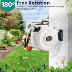 15+1M and 20+2M Wall Mounted Hose Reel Retractable Auto Rewind Watering-20+2M