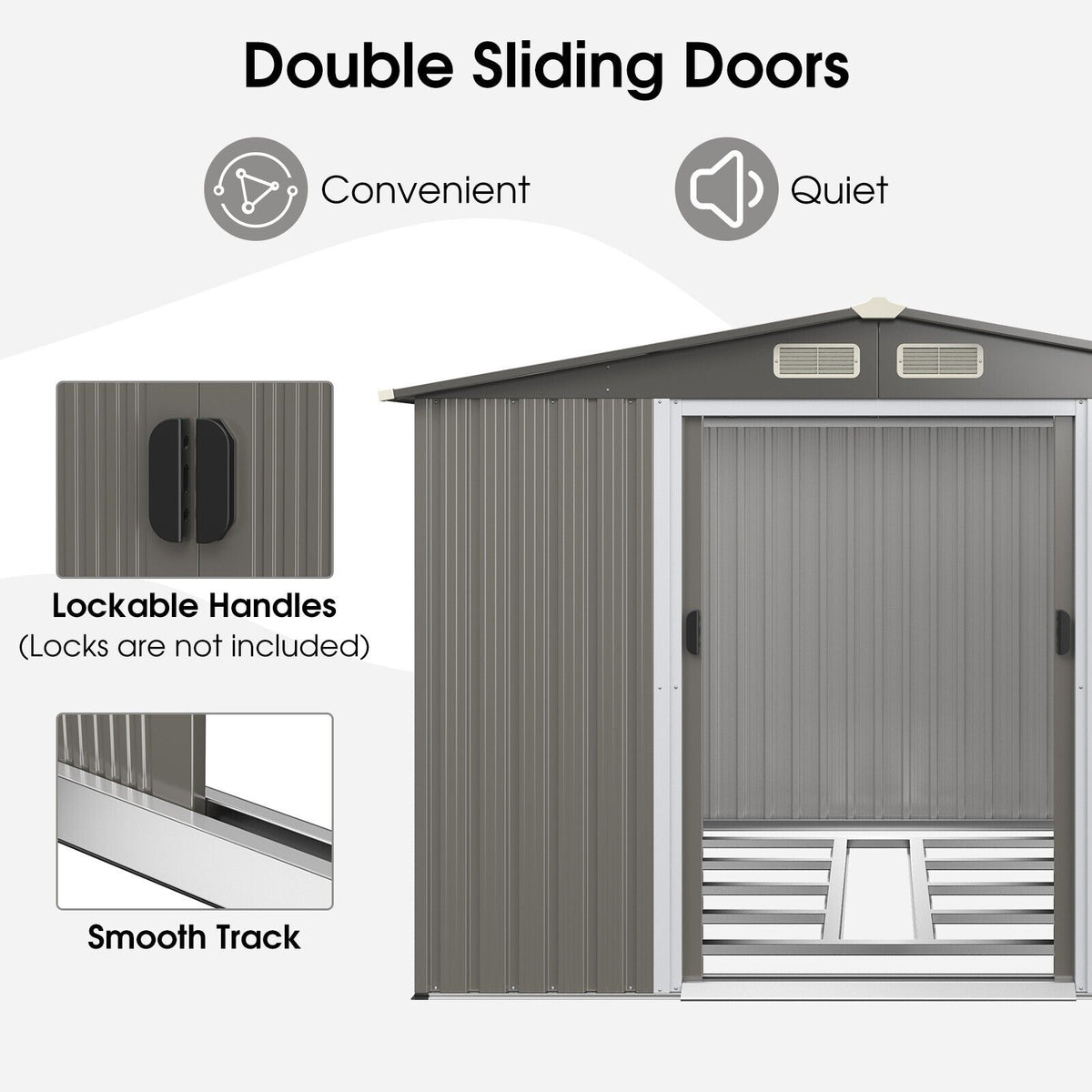 Outdoor Storage Shed with Foundation for Garden Yard-Dark Grey