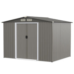 Outdoor Storage Shed with Foundation for Garden Yard-Dark Grey