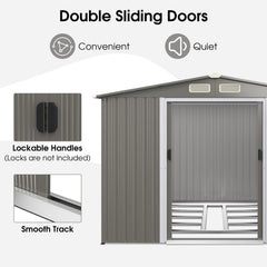 Outdoor Storage Shed with Foundation for Garden Yard-Light Grey