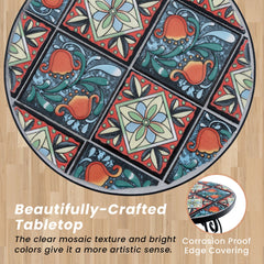 Outdoor Mosaic Round Plant Stand with Ceramic Tile Top