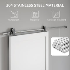 HOMCOM Sliding Door Hardware Kit