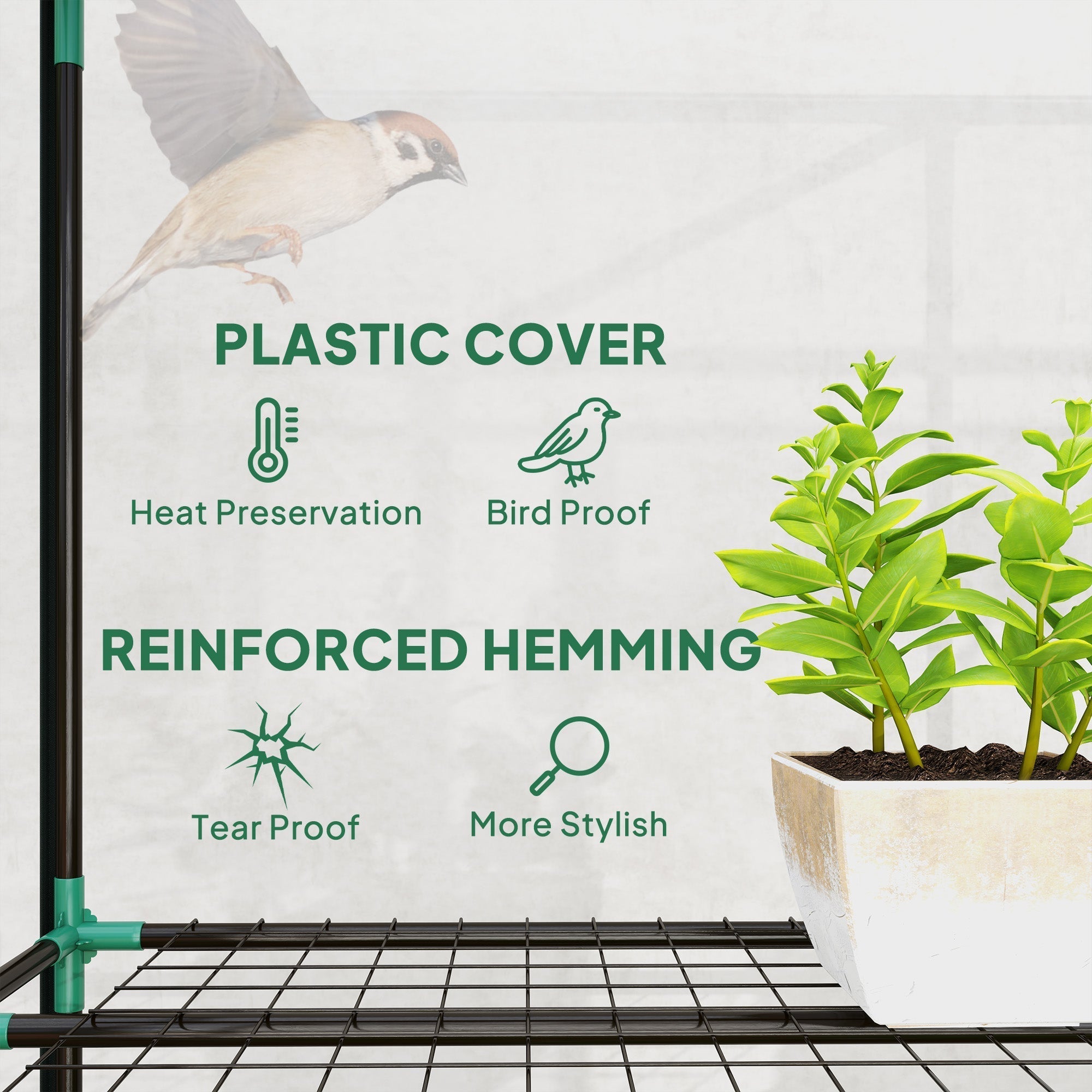 Outsunny 46 x 215cm Nine-Shelf Greenhouse