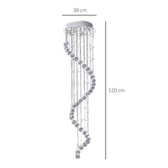 HOMCOM Modern Crystal Chandelier Ceiling Light Pendant Lamp Chrome Finish Glass Droplets New, 30 x 120cm