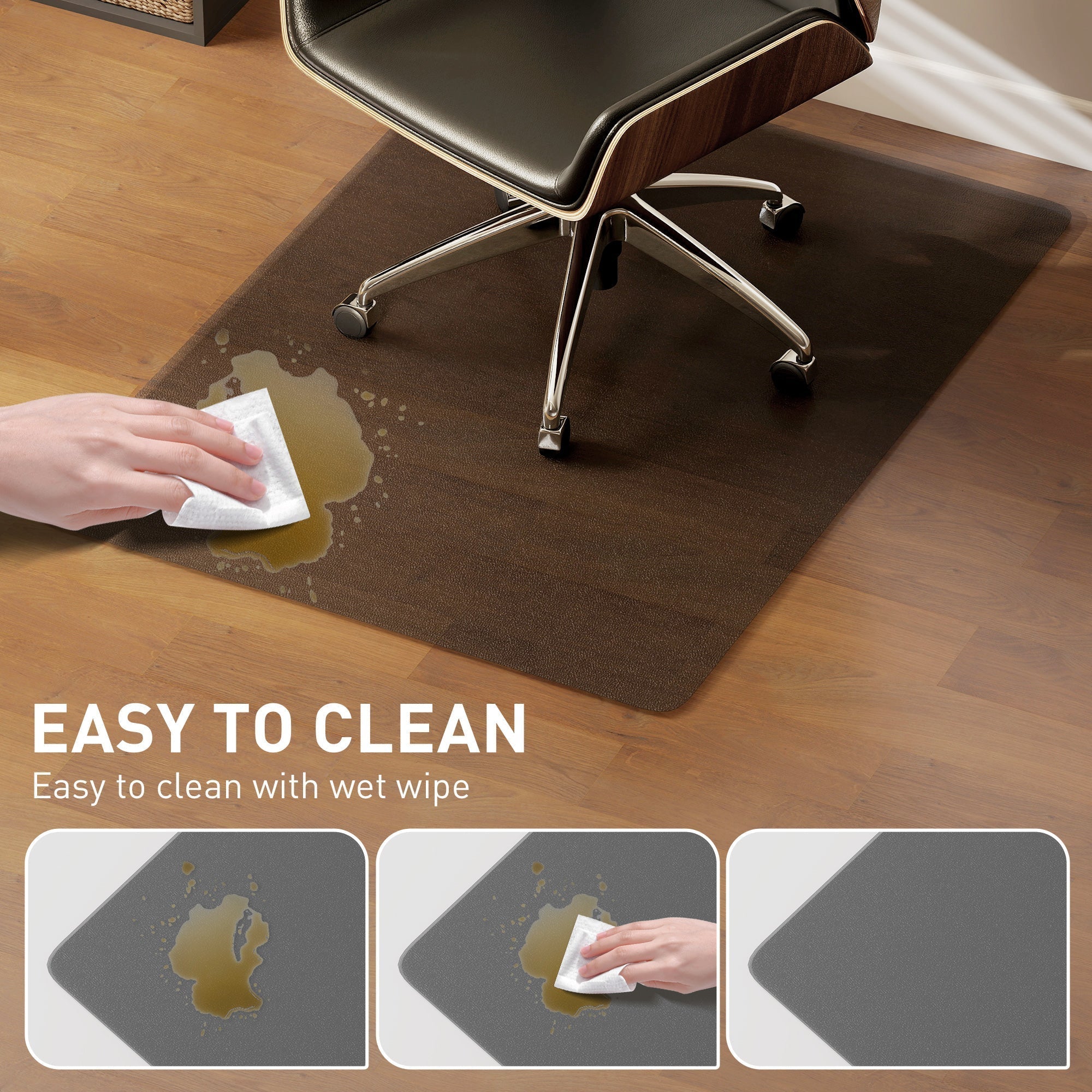 HOMCOM Chair Mat for Hard Floors, 90 x 120 cm Non-Slip Floor Mats for Wood/Tile Protection, Office & Home, Black