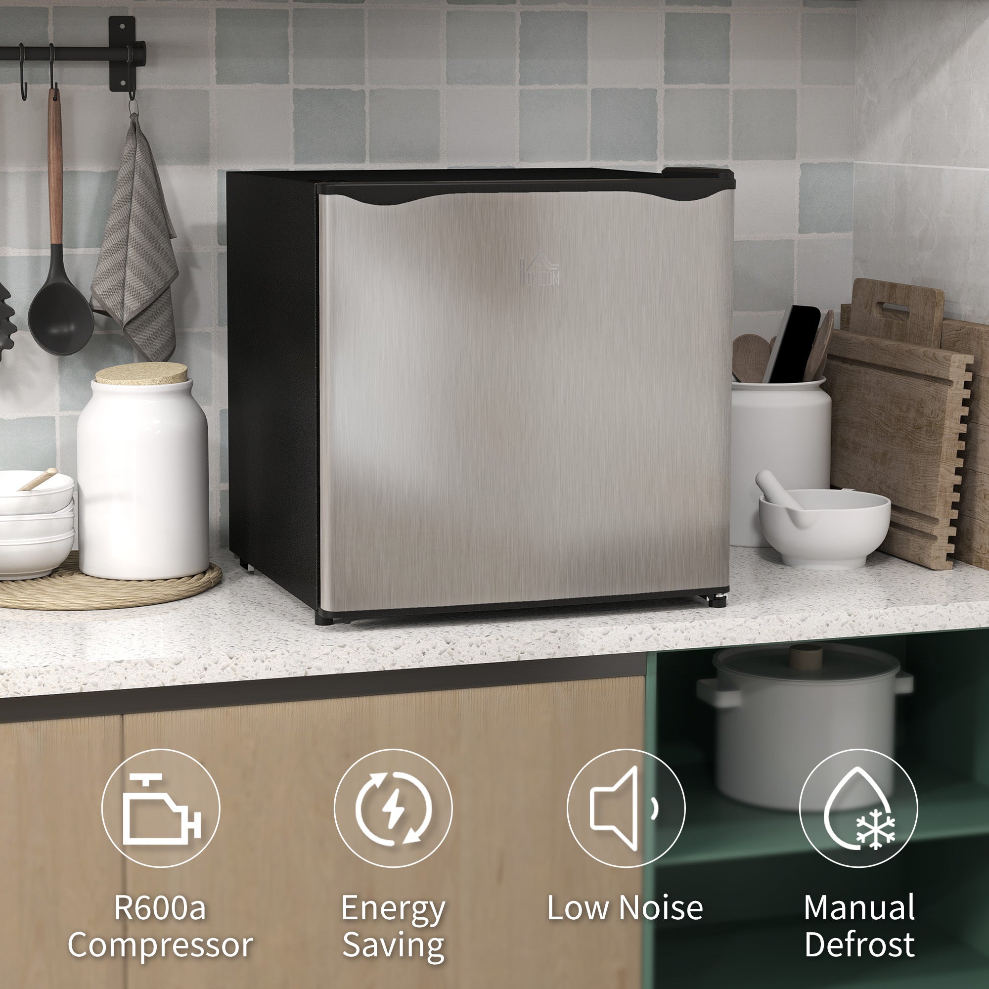 HOMCOM 35L Mini Freezer, -24√¢‚Äû∆í to -14√¢‚Äû∆í Temperature - Silver Tone