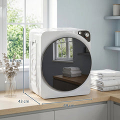 HOMCOM 5kg Vented Tumble Dryer, 1000W Compact Tumble Dryer with 5 Drying Modes, Stainless Steel Tub, White