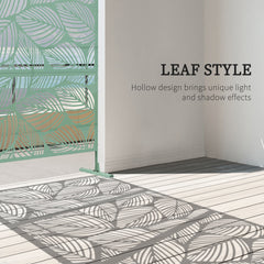 Outsunny Metal Decorative Privacy Screen Outdoor Divider, Green Leaf
