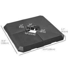 Outsunny Set of 4 Parasol Base Stand Weights for Cantilever Parasols, Water and Sand Filled, Up to 120kg, Black