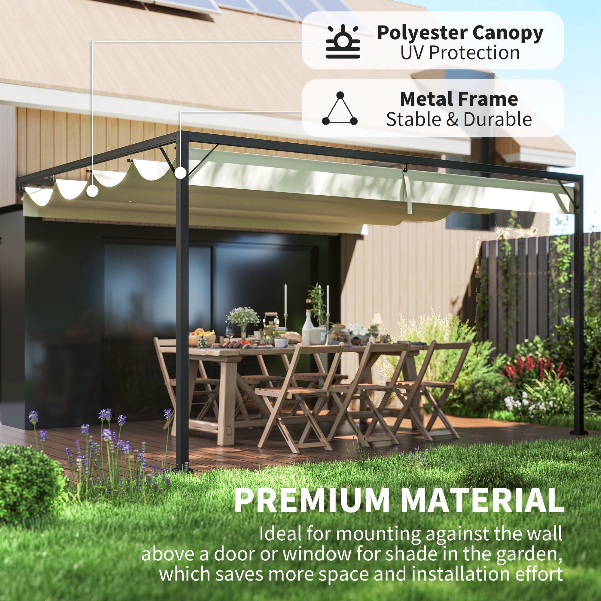 Outsunny 4 x 3 m Pergola, with Sliding Canopy - Cream