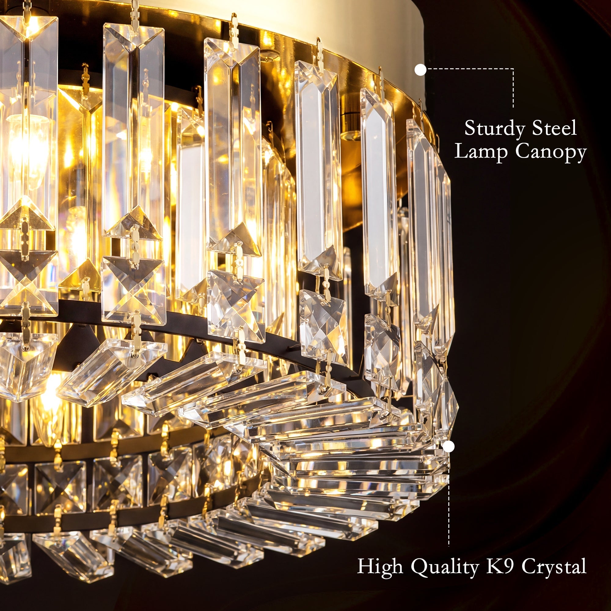 HOMCOM Crystal Chandeliers with 225 Crystal Pendants, 8-Light Ceiling Light for Living Room, Bedroom Dining Room, Gold Tone