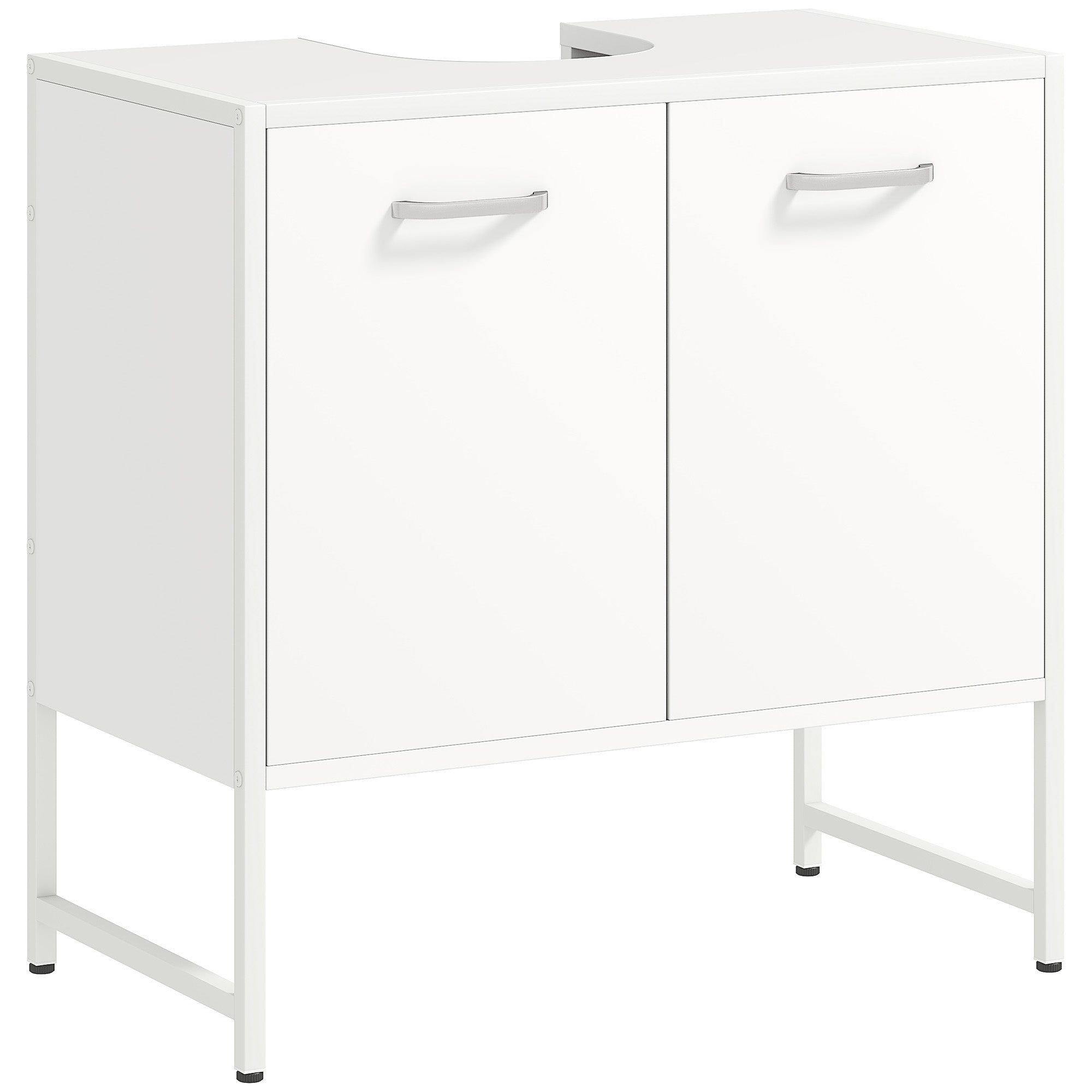 HOMCOM Bathroom Vanity Unit, Under Sink Storage Cabinet with Soft-Close Doors for Basin without or with Pedestal, White