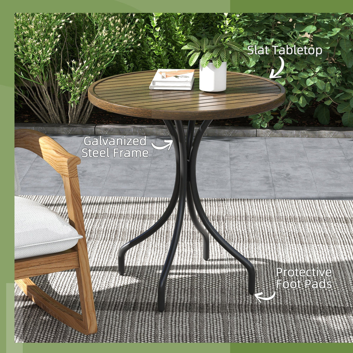 Outsunny a66cm Galvanised Steel Garden Table - Brown