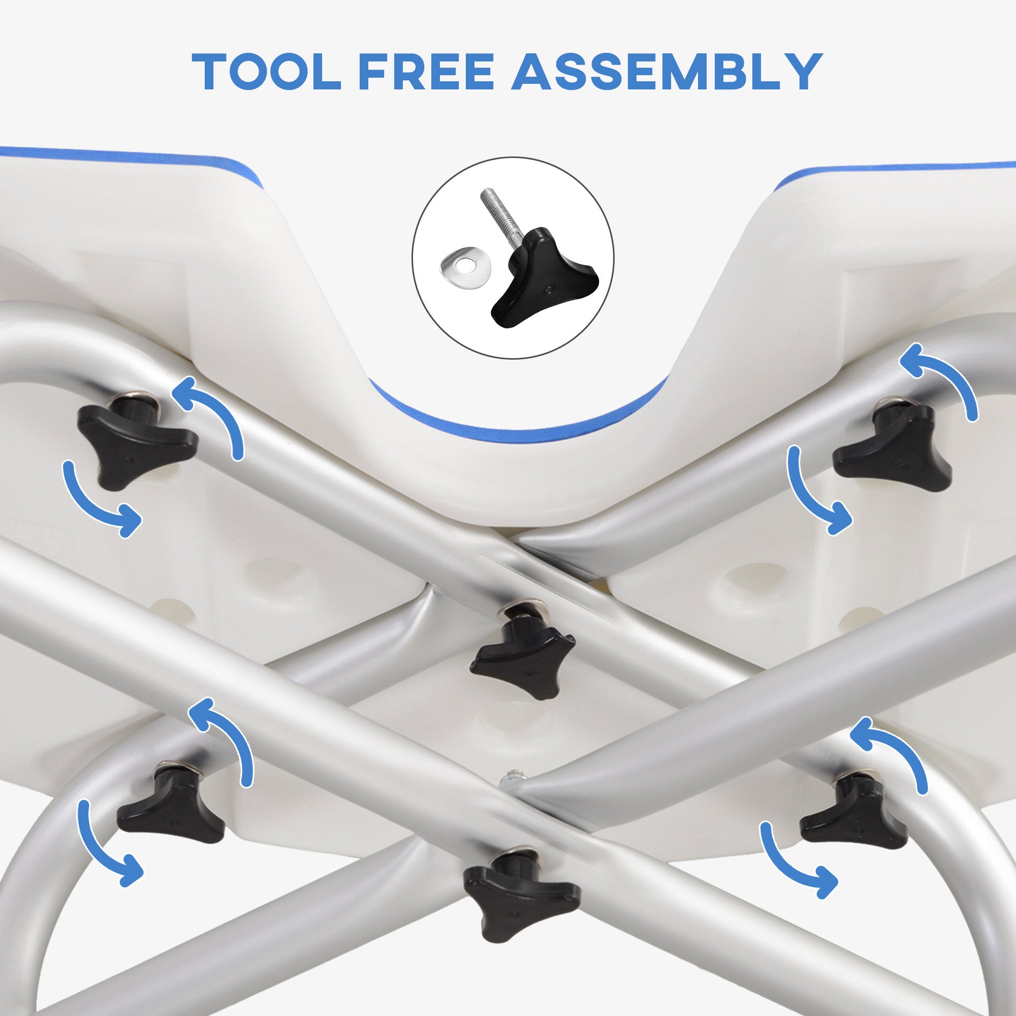 HOMCOM 39-51.5cm 'U' Seat Padded Shower Stool - Dark Blue