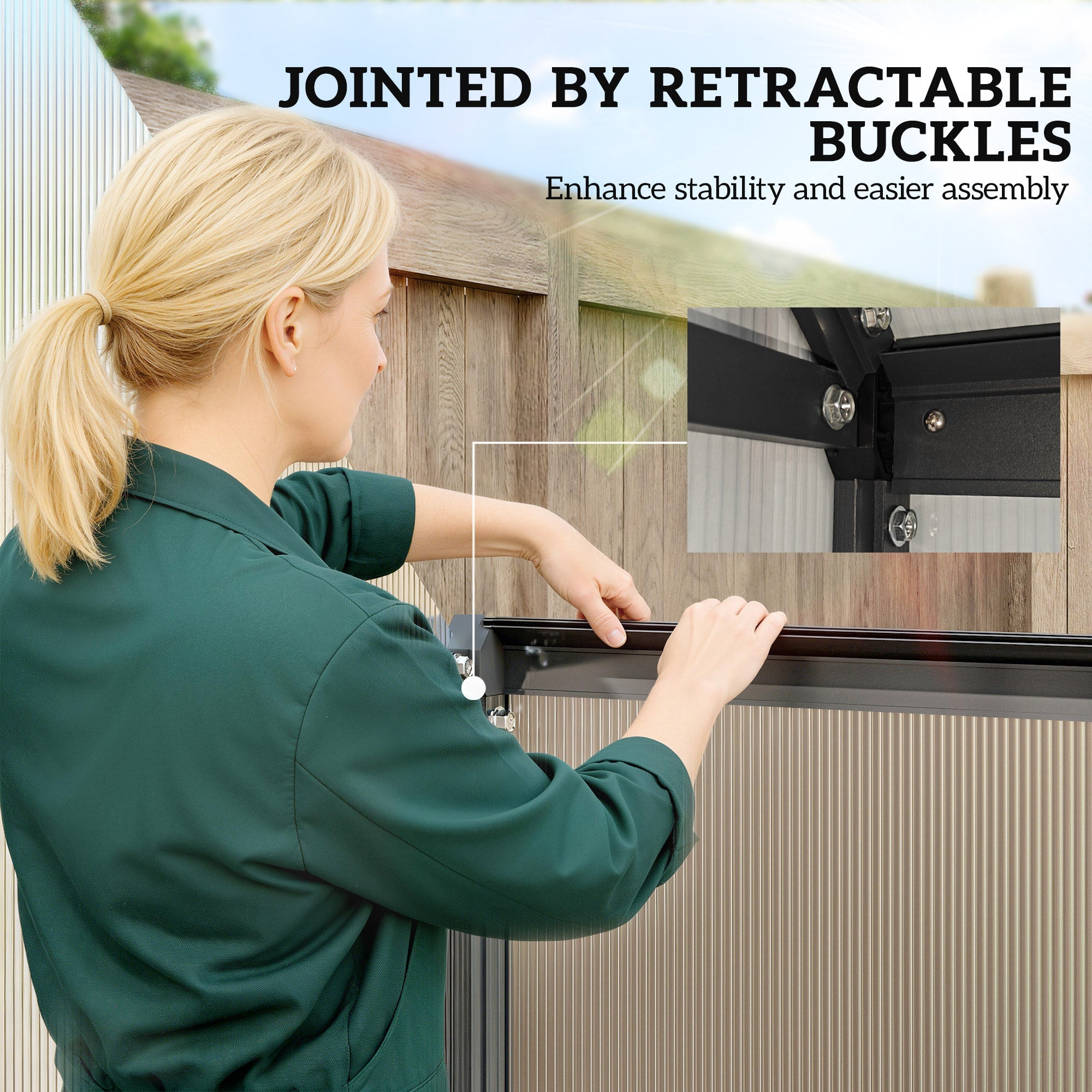 Outsunny Polycarbonate Greenhouse with Swing Door and Adjustable Window, Walk-in Greenhouse, 5.5 x 6.5ft, Black