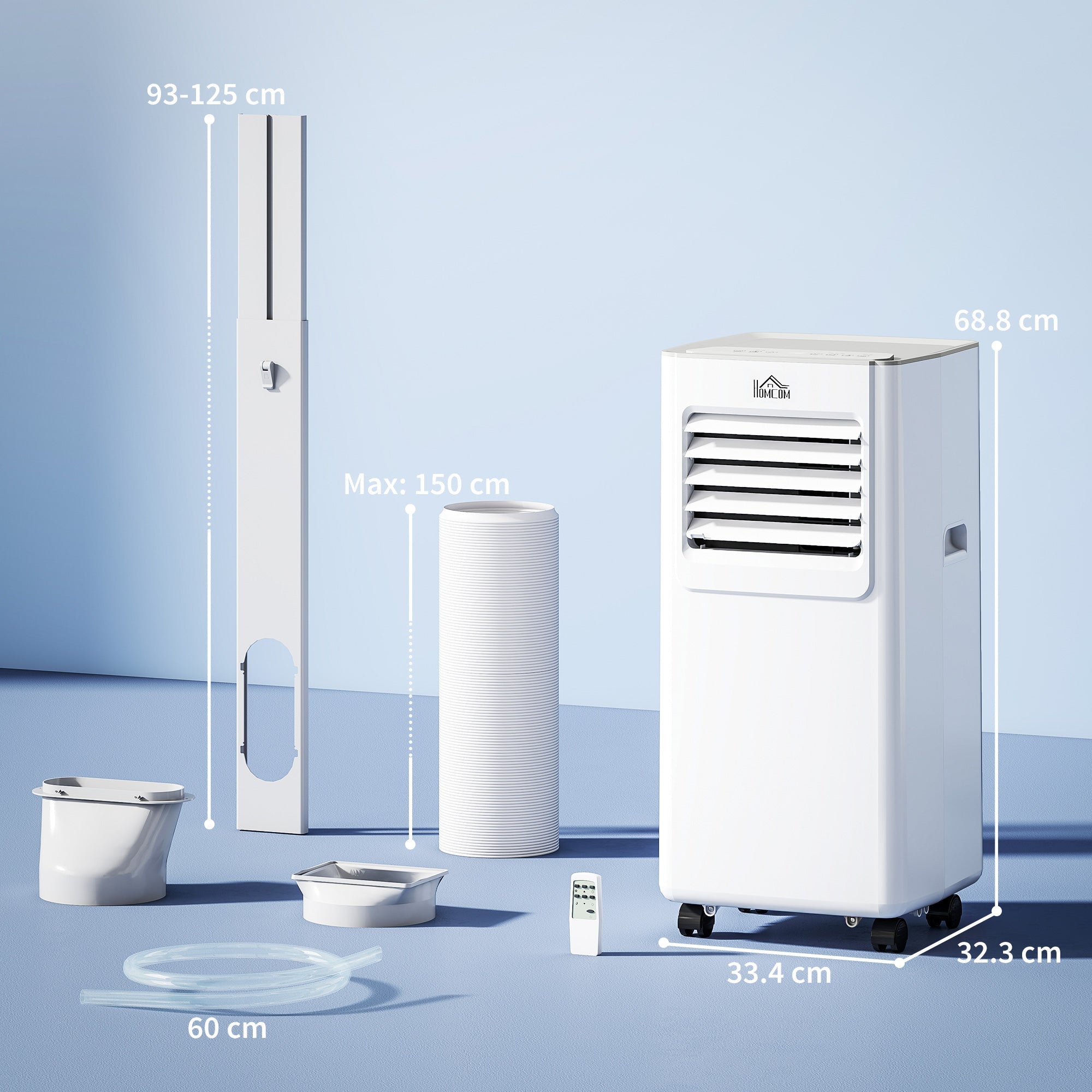 HOMCOM 7000 BTU Air Conditioning Unit, 3-in-1 Portable Air Conditioner, Dehumidifier, Cooling Fan with 2 Speeds, 24H Timer, Remote Control, LED Display, Window Venting Kit, 15mÂ²