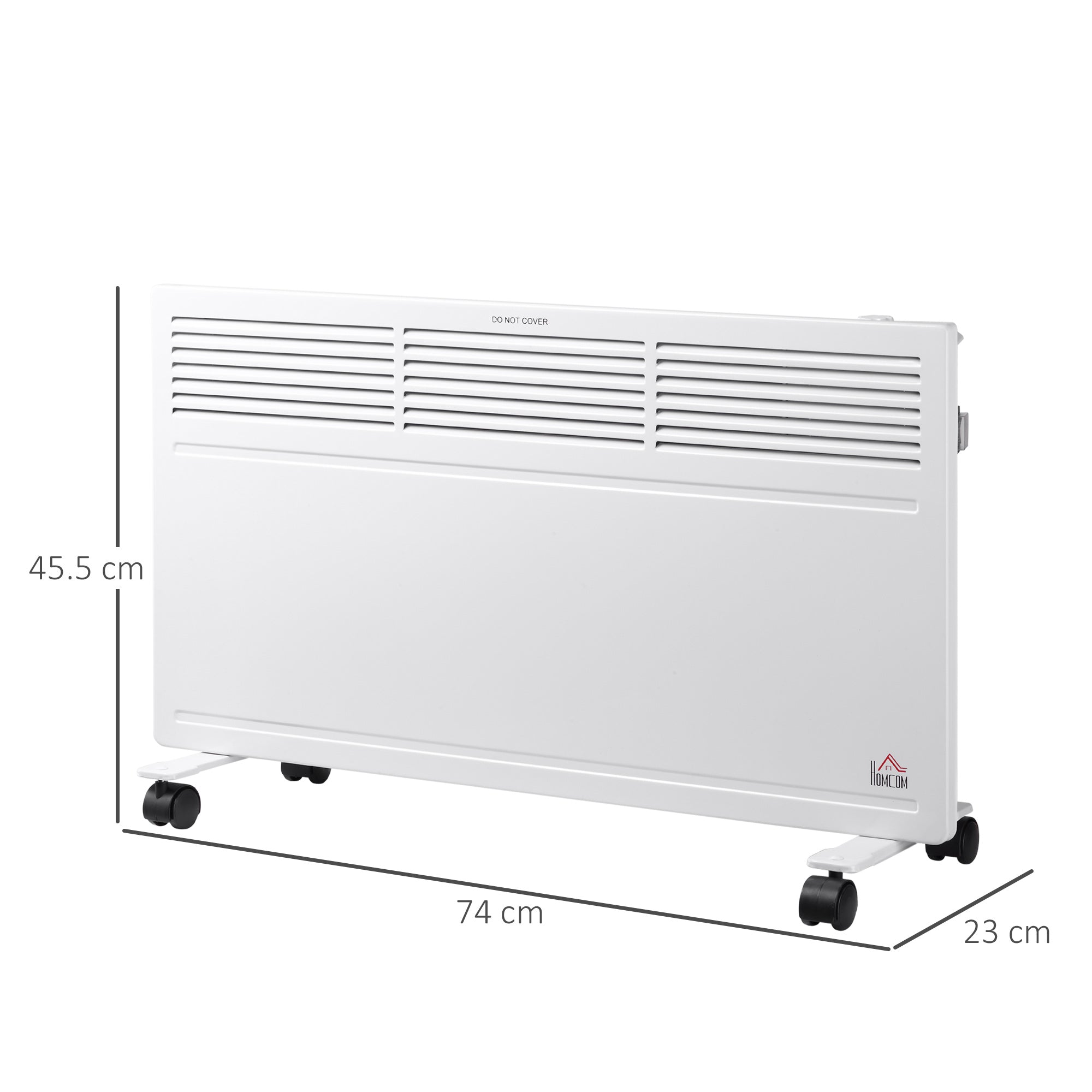 HOMCOM POWER Convector Radiator Freestanding or Wall-mounted Heating with 2 Heat Settings Safety Cut-Off, White