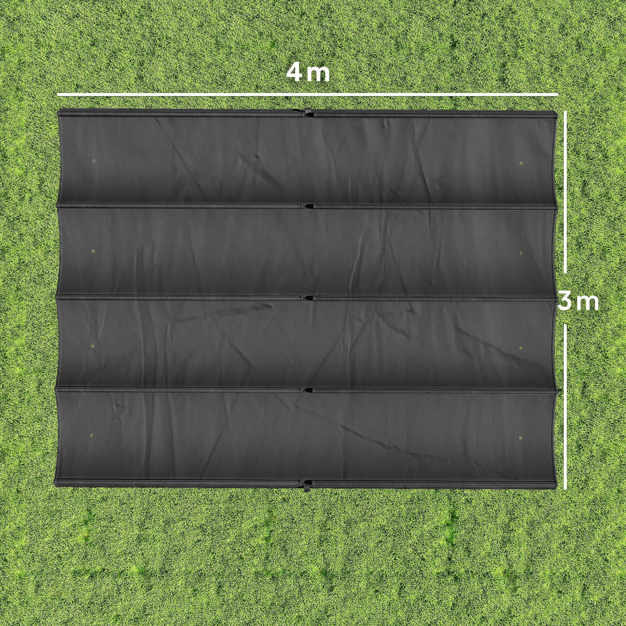 Outsunny Retractable Pergola Canopy Only, 3.92 x 3.5 m, UV30+ Replacement Canopy Cover for 4 x 3 m Pergola, Dark Grey