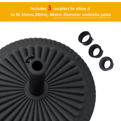 Outsunny 14kg Round Cement Parasol Base Umbrella Weight Stand Holder Fits Φ35mm,Φ38mm,Φ48mm Pole for Patio Outdoor Garden - Black
