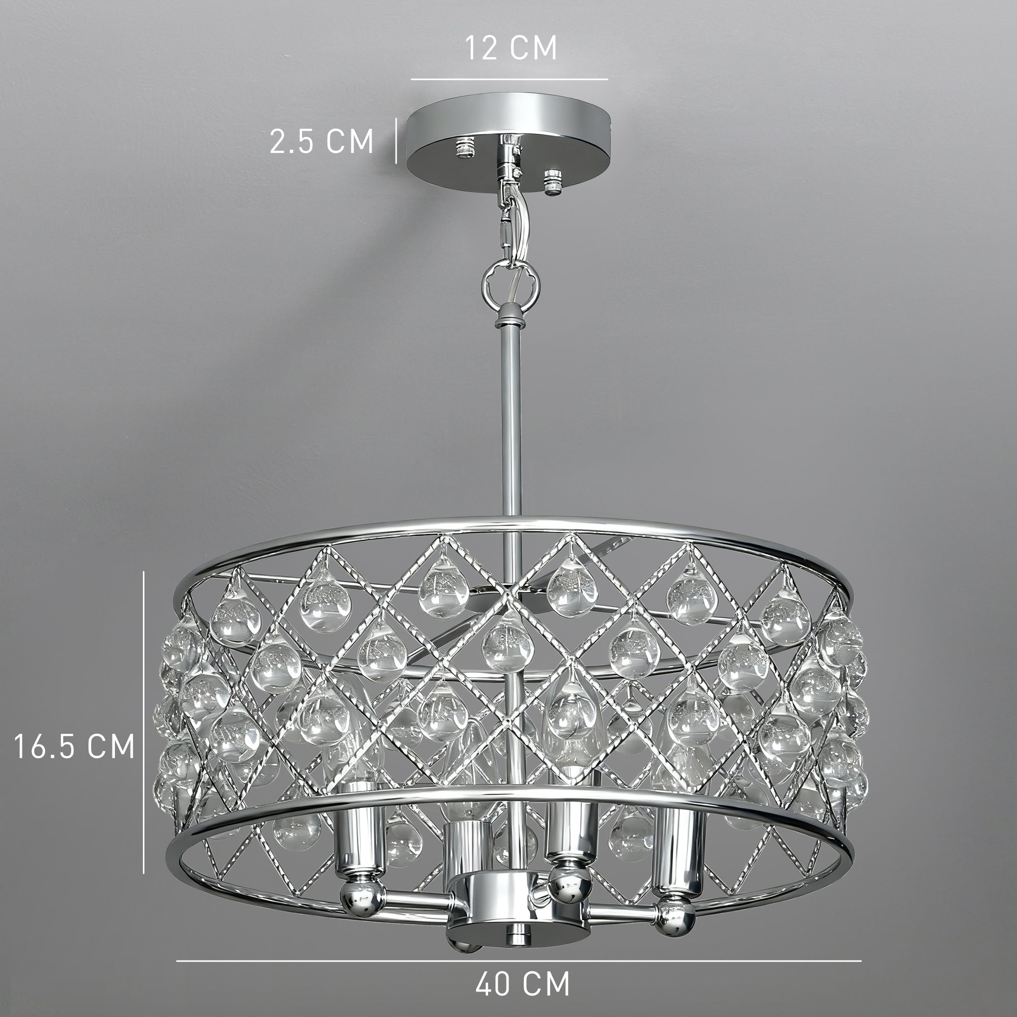 HOMCOM 51 Crystallite Four-Bulb Chandelier - Silver-Tone