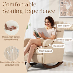 HOMCOM Corduroy Rocking Armchair - Beige