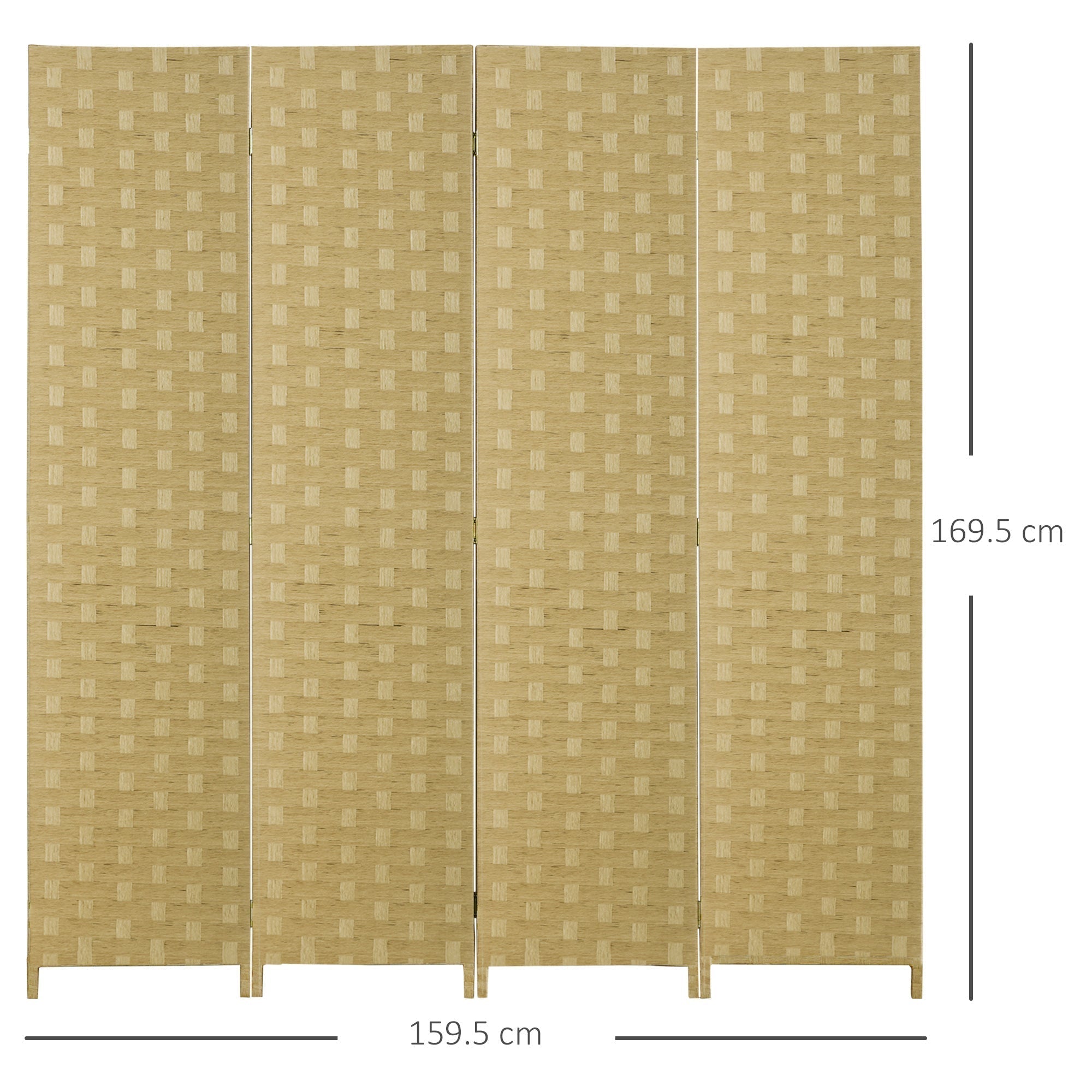 HOMCOM 4-Panel Room Dividers, Wave Fibre Freestanding Folding Privacy Screen Panels, Partition Wall Divider for Indoor Bedroom Office, 170√Ç cm, Brown