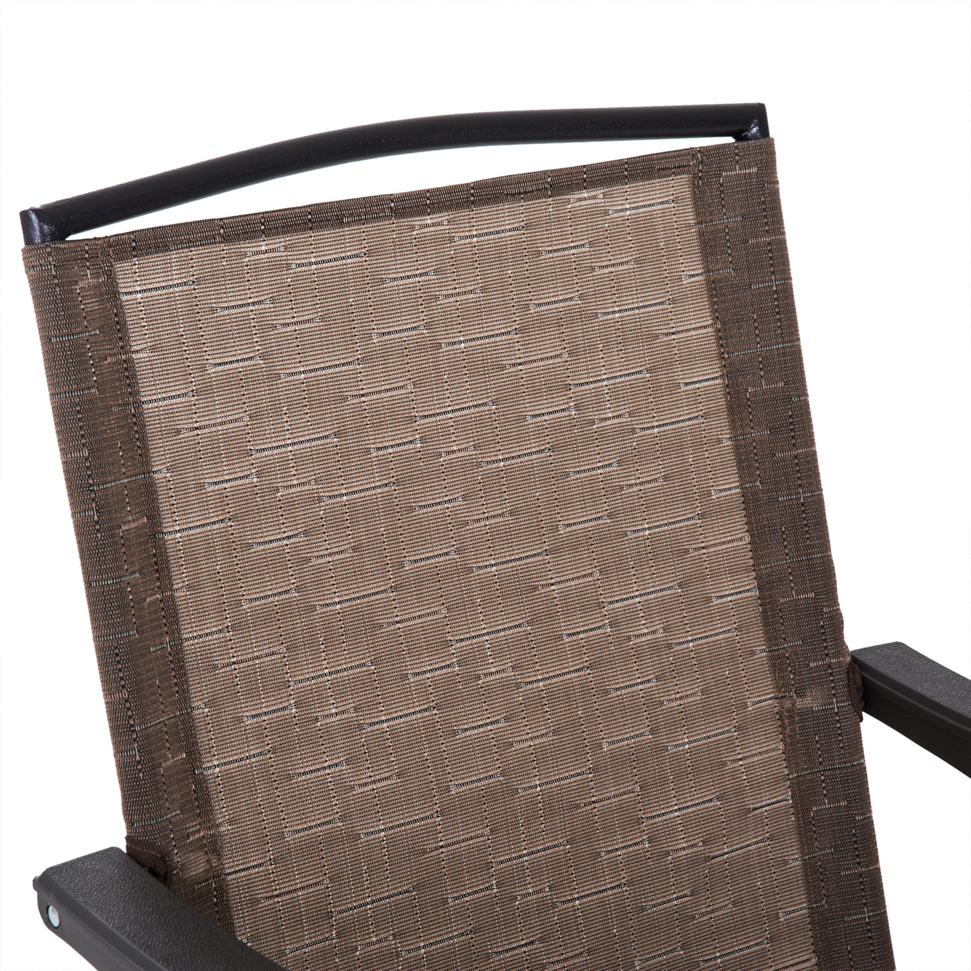 Outsunny 3 Piece Outdoor Bistro Set, Patio Conversation Furniture Set with 2 Folding Backrest Adjustable Armchairs and Glass Top Coffee Table, Brown