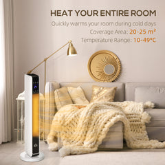 HOMCOM 1100W/2200W Space Heater with 65° Oscillation, Electric Heater with 2 Heat and Fan, 8-Hour Timer, Overheat & Tip Over Protection for Bedroom, 29 inch