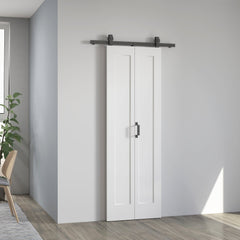 HOMCOM Slide Door, 70cm Modern Sliding Door Set Kit with Steel Rail, White - product image 2