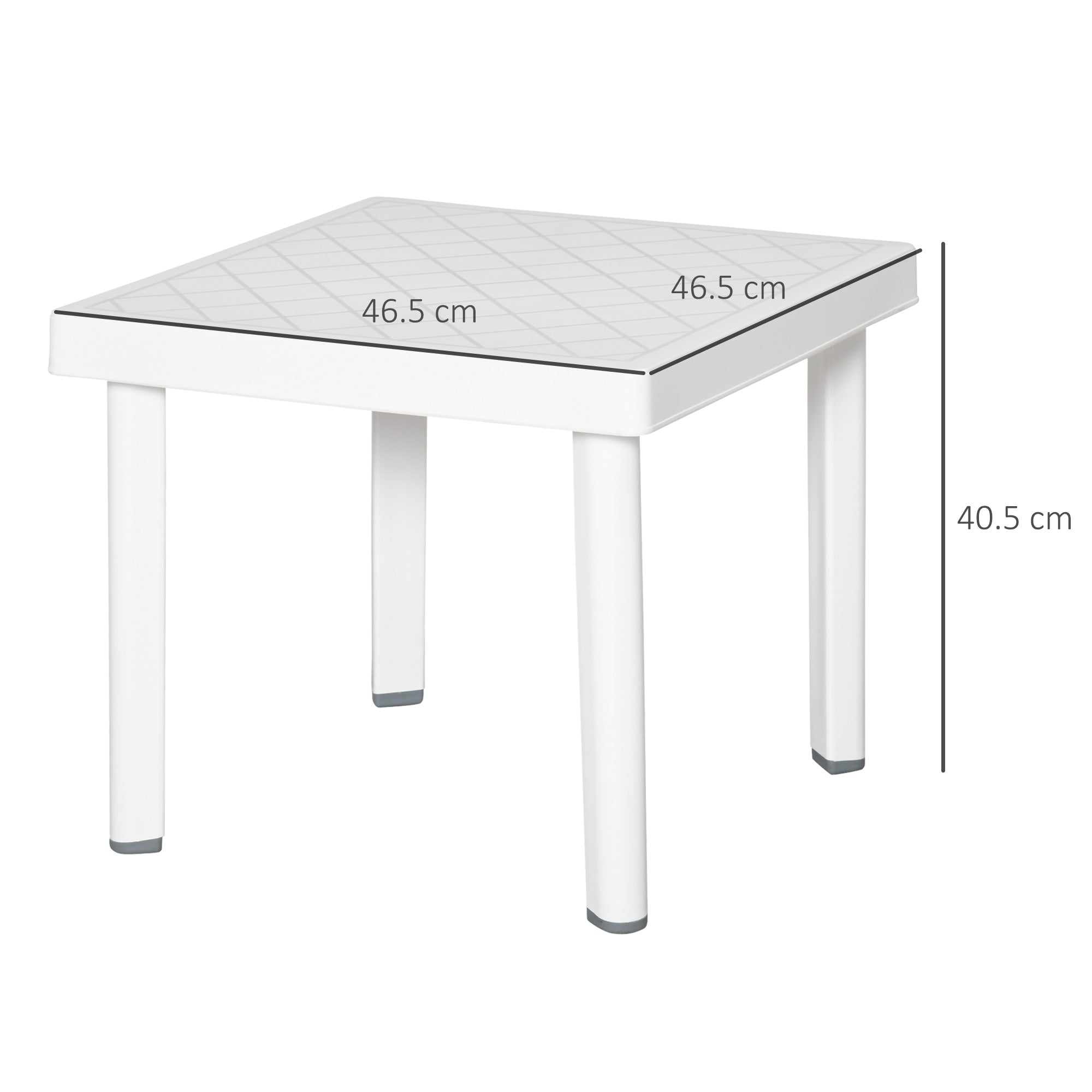 Outsunny Garden Side Table Plastic Outdoor Square Coffee End Table for Drink Snack, White