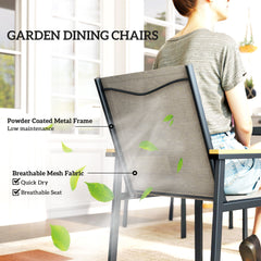 Outsunny Five-Piece Metal Dining Set, with Glass-Top Table - Khaki