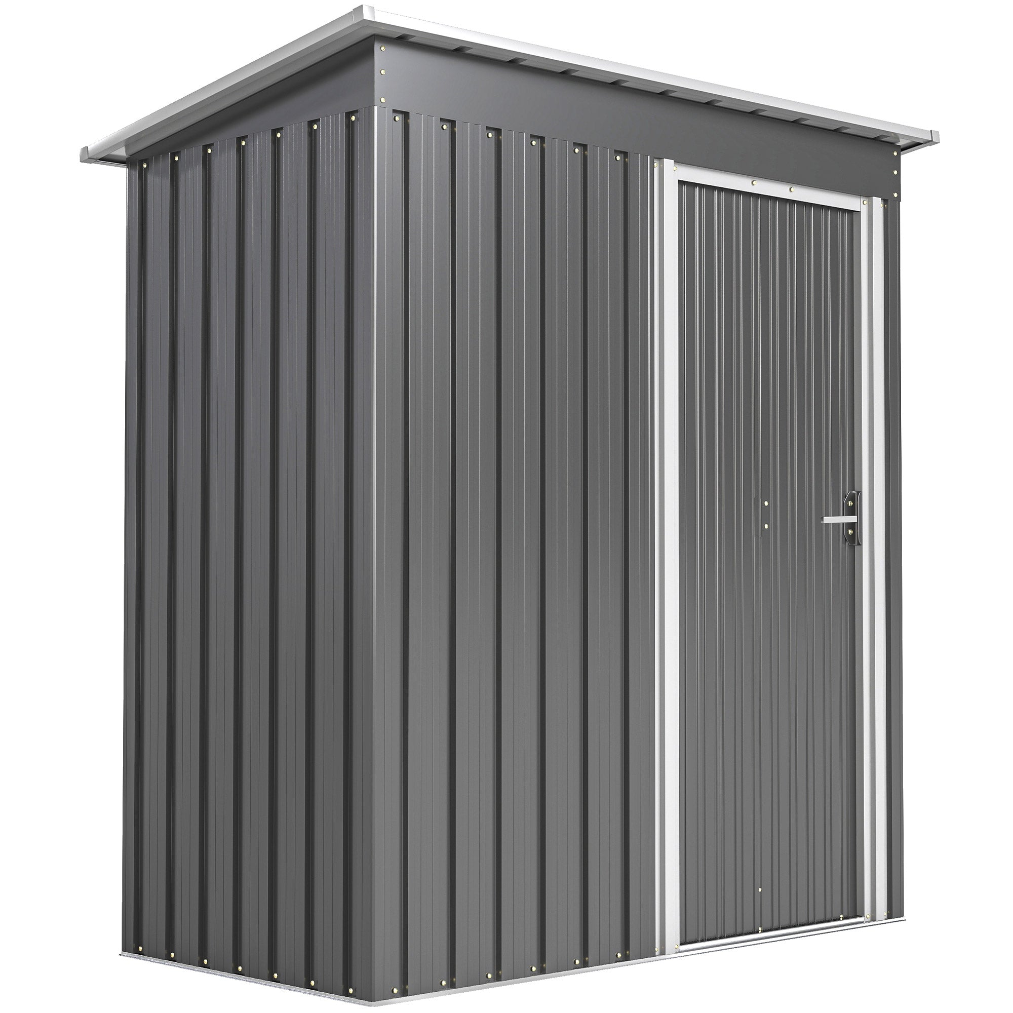 Outsunny 5x3 Storage Shed with Sliding Door and Sloped Roof for Garden, Light Grey