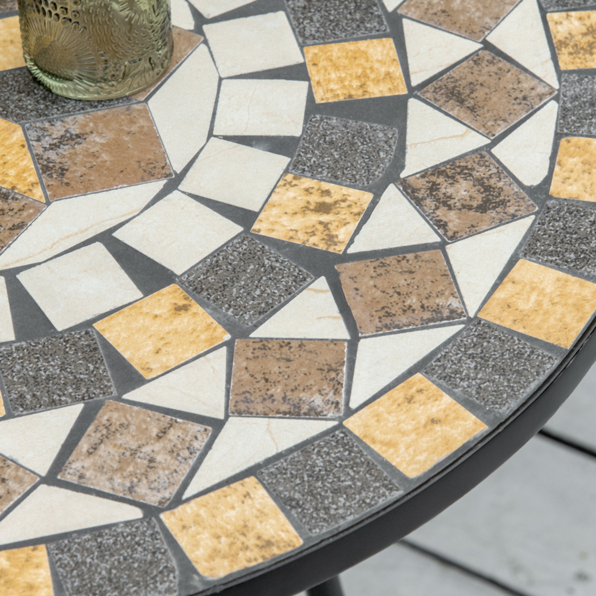 Outsunny 60cm Mosaic Outdoor Patio Table - Grey