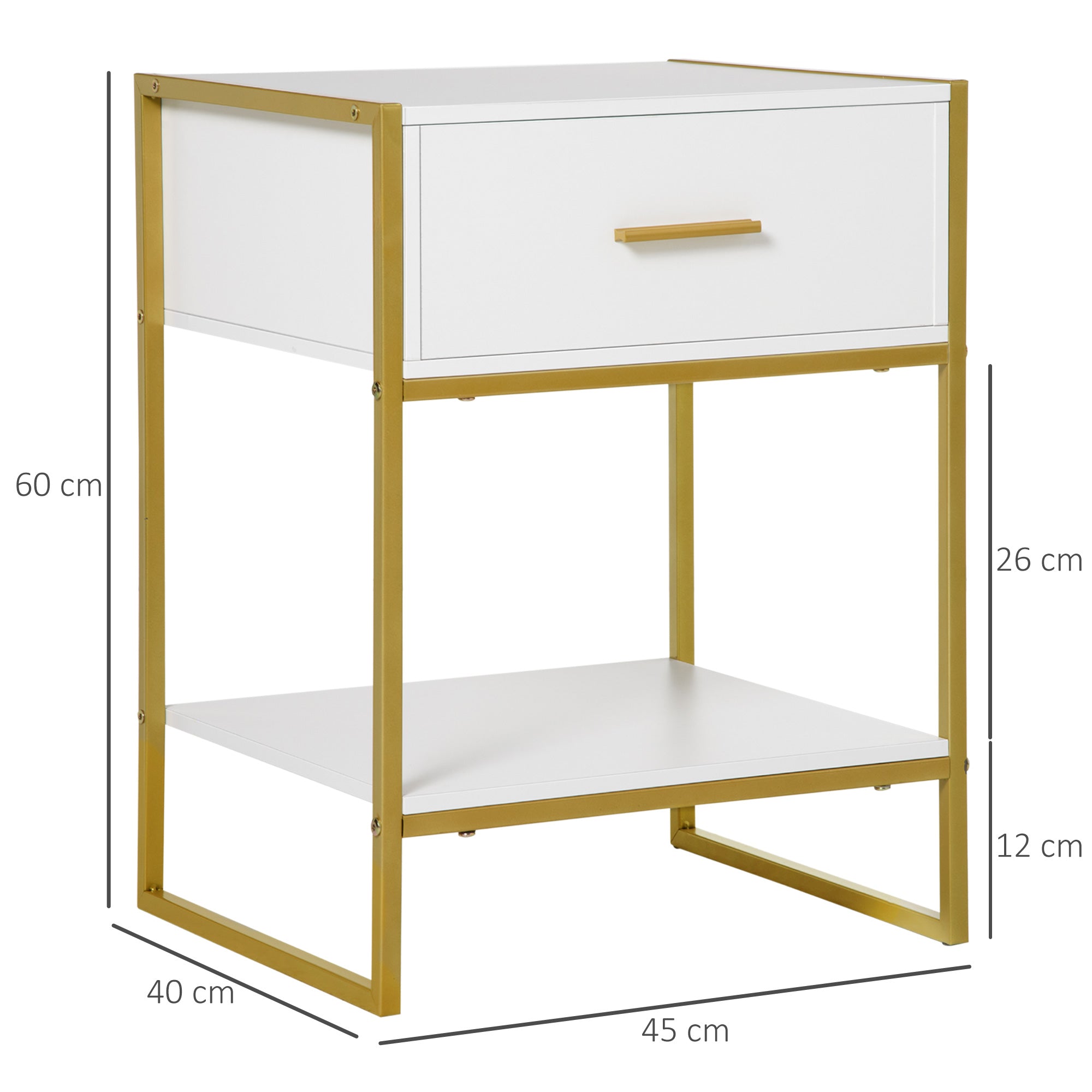 HOMCOM Modern Bedside Table - White