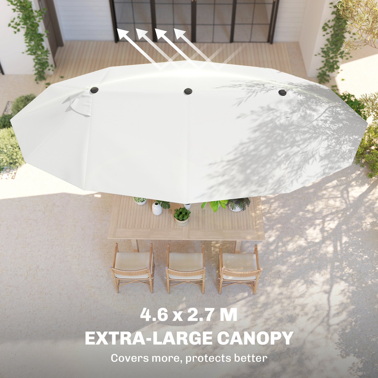 Outsunny 4.6m Double Garden Parasol - Beige