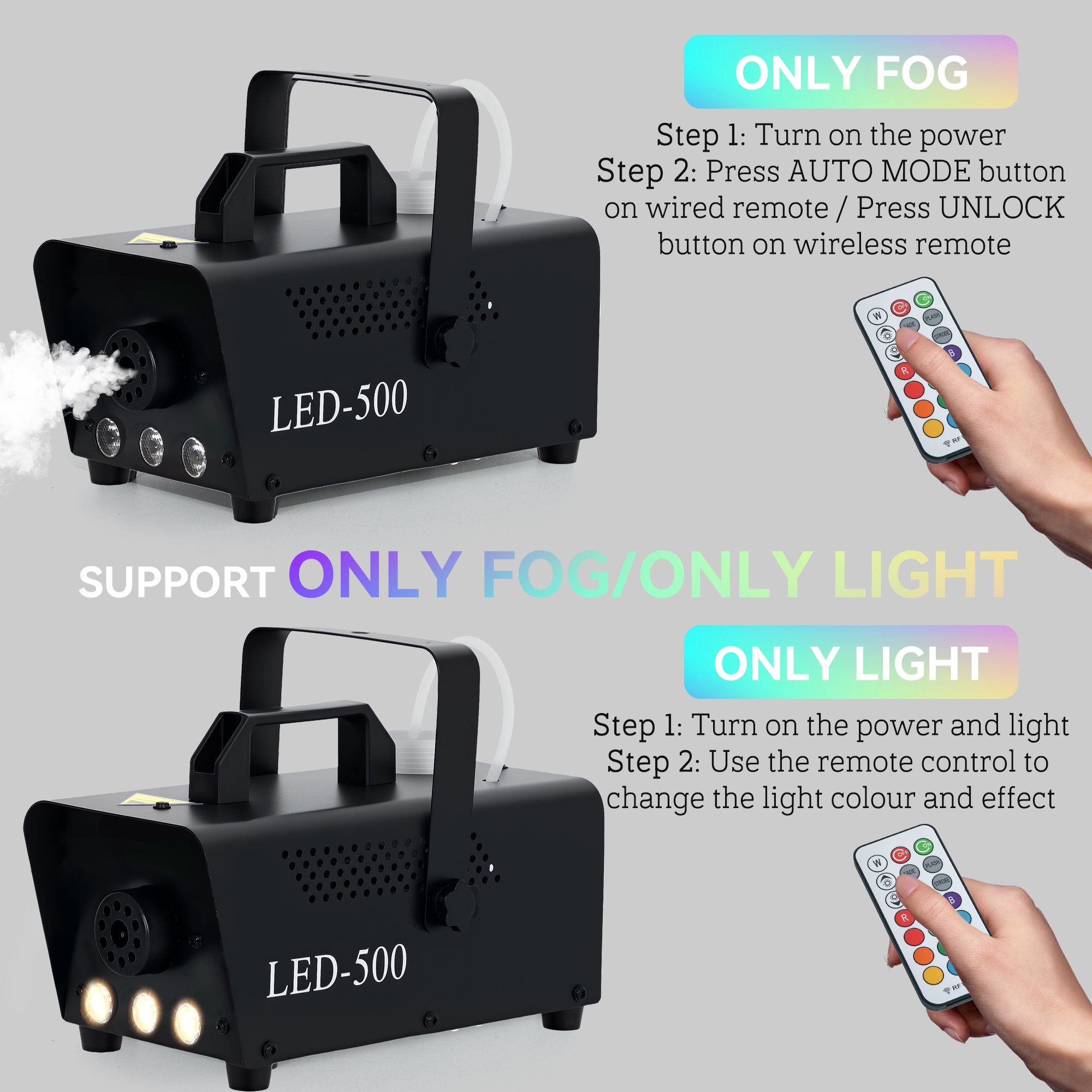 HOMCOM Halloween Smoke Machine with 3 RGB LED Lights and 4 Effects