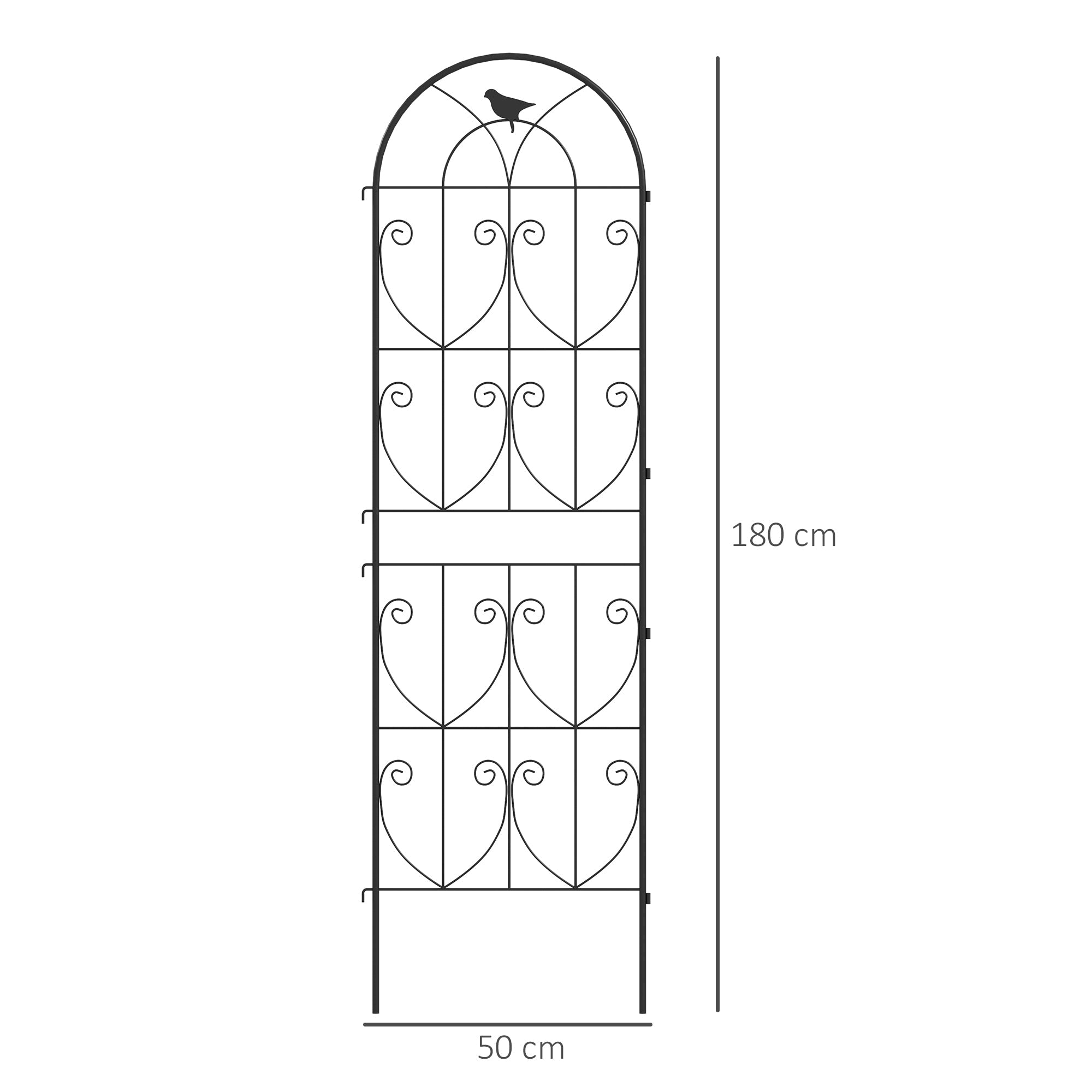Outsunny Set of 2 Garden Trellis, Metal Fence Panels for Climbing Outdoor Plants, Flowers, 180 x 50cm