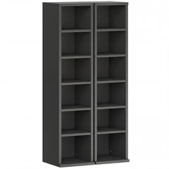 HOMCOM Set of 2 CD Media Display Shelf Unit Tower Rack with Adjustable Shelves, Black