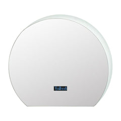 Half Circle LED Bathroom Mirror with a digital display screen at the bottom centre