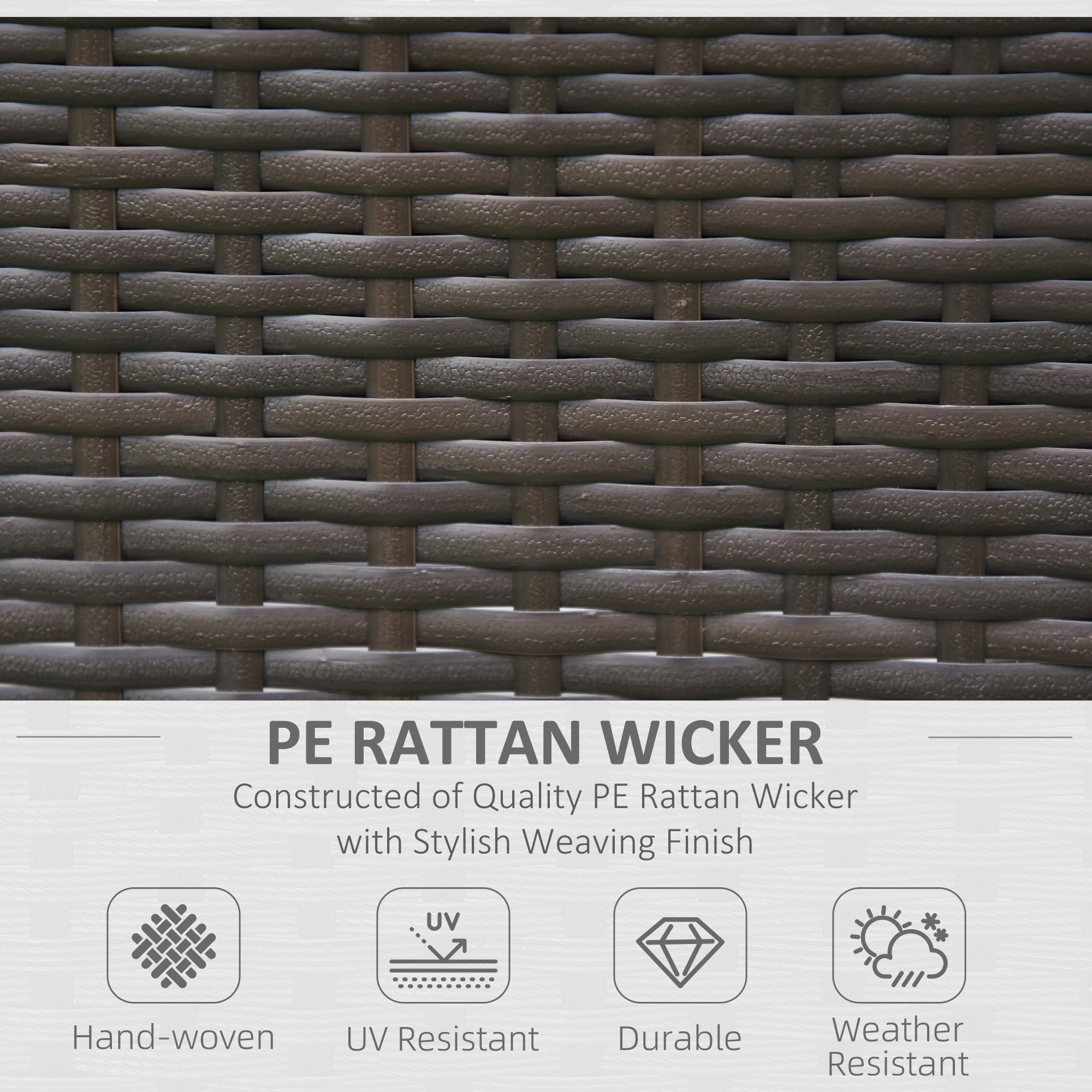 Outsunny 2 Pieces Outdoor PE Rattan Dining Chairs Set with Cushion, Garden Armchair with Armrests, High Backrest, Metal Frame Patio Wicker Furniture, Coffee