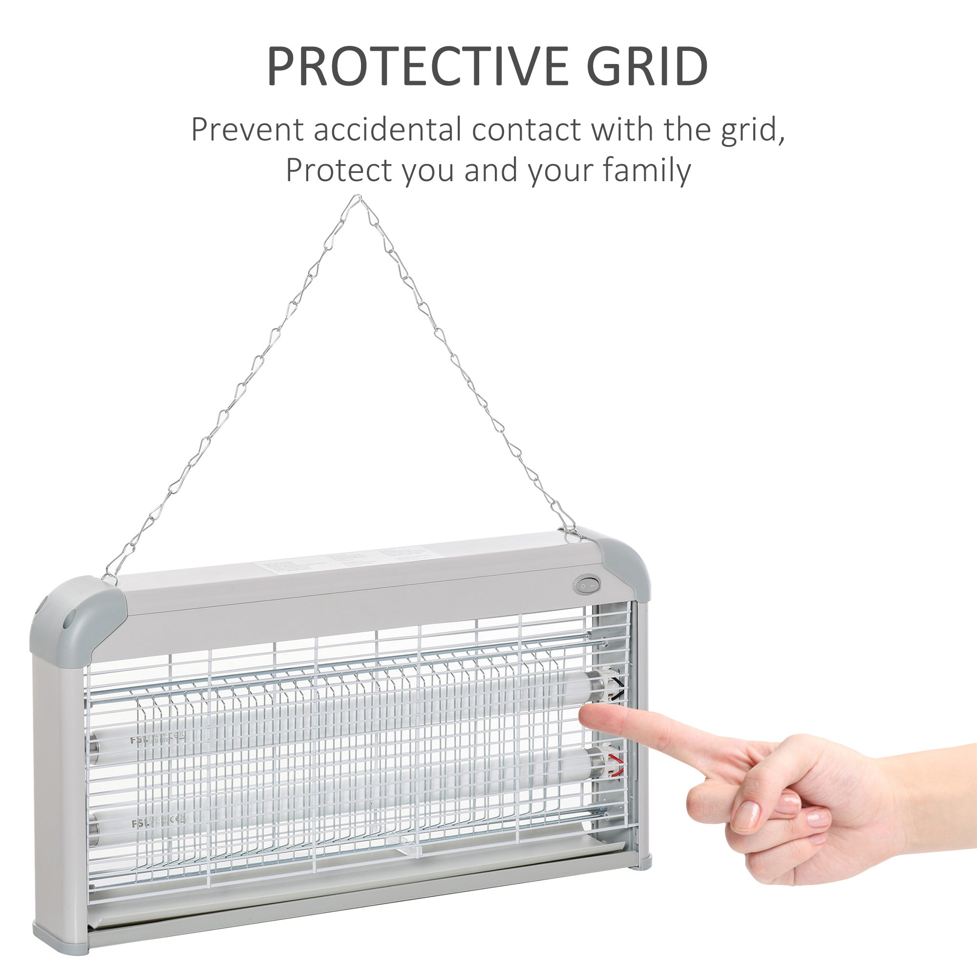 Outsunny Wall Hanging Bug Zapper, 30W Electric Fly Zapper Mosquito Killer, 60√£≈Ω¬° Coverage Insect Killer, Indoor Outdoor Use, Grey