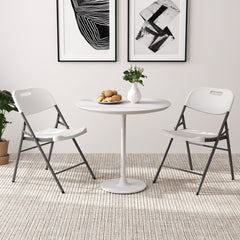 HDPE Plastic Folding Chairs with Metal Frame Set of 4 for Home Office-White