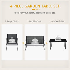 Outsunny Four-Piece Minimalistic Garden Sofa Set - Black