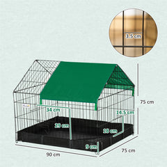 PawHut Rabbit Cage Guinea Pig Playpen Small Animal House for Kitties Puppies, w/ Water Proof Oxford Roof Floor 90 x 75 x 75 cm