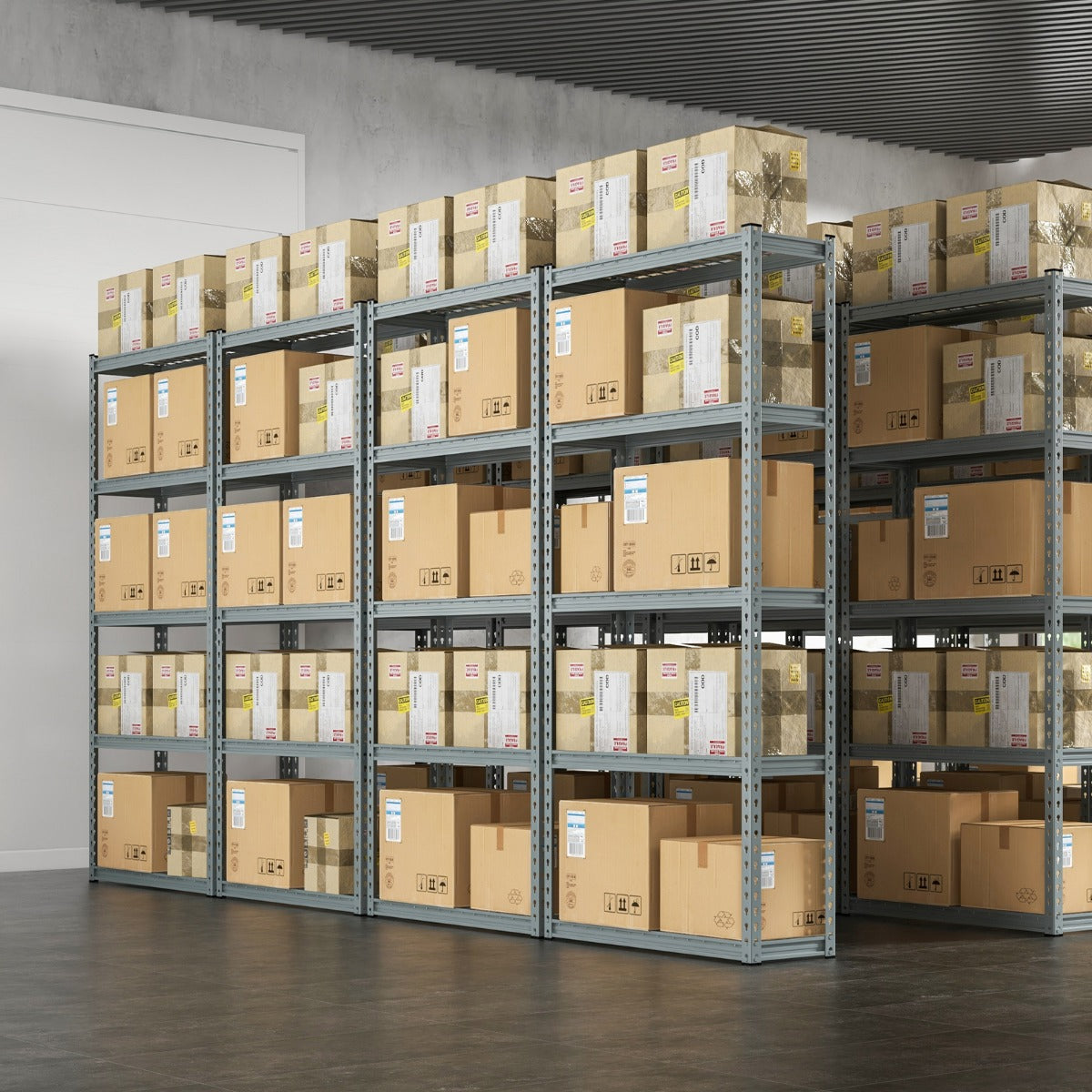 5-Tier Metal Shelving Unit with Anti-slip Foot Pad for Warehouse Kitchen-Grey