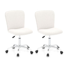 Height-adjustable Ergonomic Chair wIth Wheels for Adults and Teenangers-White, two white chairs shown from the front