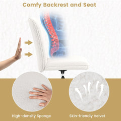White ergonomic office chair with wheels, highlighting the comfy backrest and seat